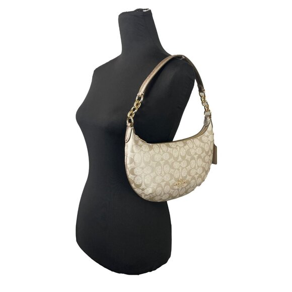 NEW Coach CX584 Payton Signature PVC Leather Shoulder Bag  Champagne Gold Purse - Picture 2 of 5